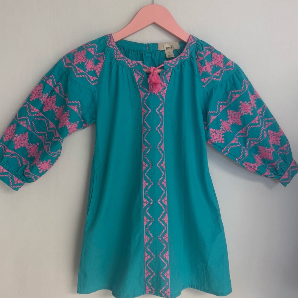 PEEK Girls Embroidered Shift Casual Dress NWOT